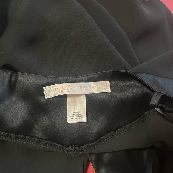 Y2K vintage Victoria’s Secret satin tie front babydoll top black 1999 size small - Picture 3 of 8